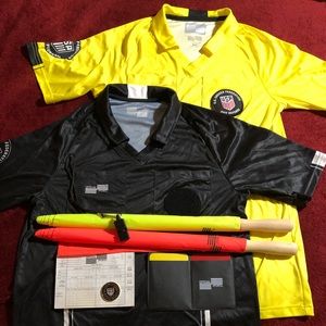 Official Soccer Referee shirts/flags/cards/whistle
